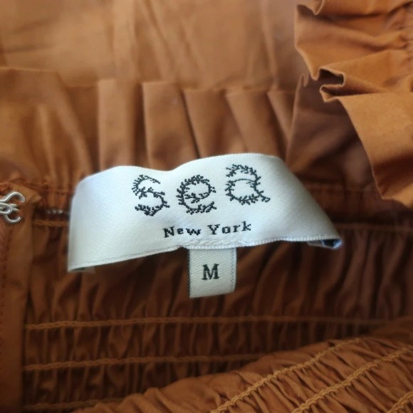 SEA Midi Dress Phoebe Brown Smocked Cotton Size Medium - Picture 6 of 7